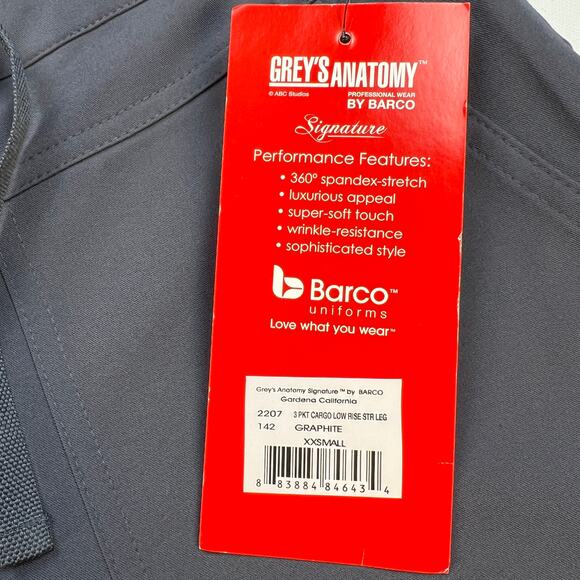 Barco Grey’s Anatomy 3 Pocket Cargo Straight Leg Scrub Pants Graphite Size XXS - Picture 6 of 14